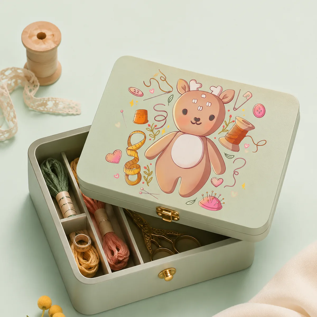 Cute Deer Sewing Illustration view 2