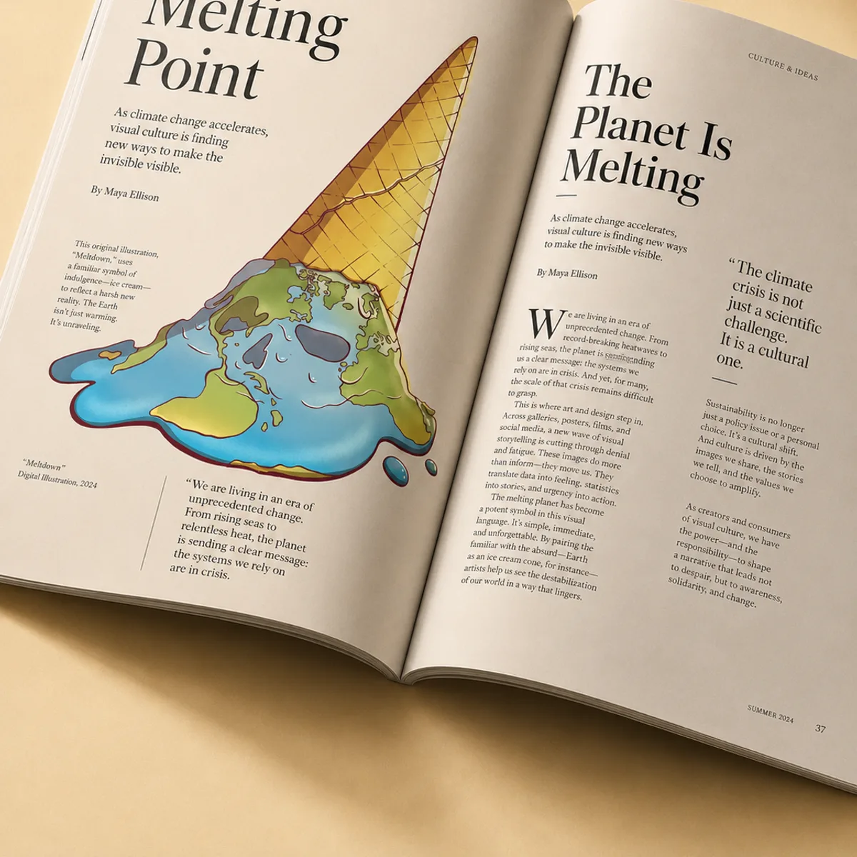 Melting Earth Ice Cream Illustration view 2
